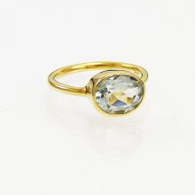 Green Amethyst Ring - Oval Ring - Bezel set ring - February Birthstone Ring - Gemstone Ring - Stacking Ring - Gold Ring - Bridal jewelry