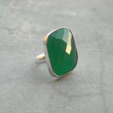 Green onyx ring - Gemstone ring - Faceted ring - Green ring - Square ring - Size 9 & more - Gift for her