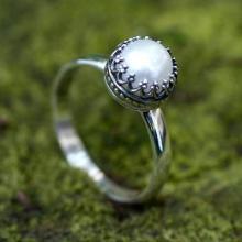 Hand Made Fine Silver Single Stone  Ring