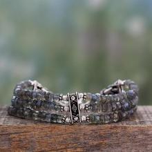 Hand Made Labradorite Beaded Bracelet with Sterling Silver