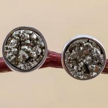  Sterling Silver and Pyrite Stud Earrings Peru