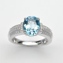Handmade Natural Gemstone Jewelry, Genuine Sky Blue Sterling Silver Ring