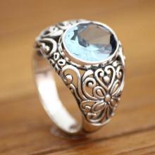 Handmade Sterling Silver and Blue Topaz Cocktail Ring