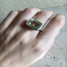 Holiday Sale Green Amethyst Ring- Amethyst Ring- Green Gemstone Ring- Rectangle Ring- February Birthstone Ring- Sleek Ring- Modern Ring