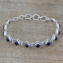 Lapis Lazuli and Sterling Silver Tennis Bracelet