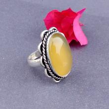 LIME YELLOW ONYX Ring -Size 8 Ring - 925 Sterling Silver Ring - Onyx Gemstone Ring - Vintage Ring