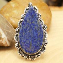 Lapis Lazuli Ring Sz 9, Silver Lapis Lazuli Ring, Gemstone Ring, Crystal Ring, Statement Ring, Boho Ring, Cocktail Ring