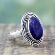 Lapis Lazuli Ring in Sterling Silver from India Jewelry, 'Mystic Intuition'