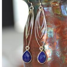 Lapis Lazuli Silver Earrings. BLUE GALAXY Gemstone Earrings. Lapis Lazili Teardrops Sterling Silver Earrings. Fine Jewelry.