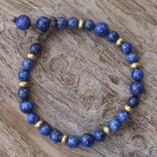 Lapis Lazuli and Brass Beaded Bracelet
