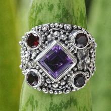 Large Silver Ring with Garnet