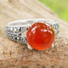 Marcasite on Thai Style Sterling Silver Ring
