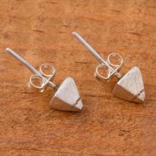 Modern Sterling Silver Stud Earrings