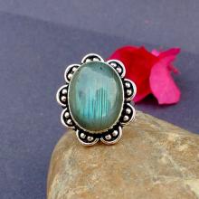 NATURAL LABRADORITE Ring -Size 8.0 Ring - 925 Sterling Silver Ring - LABRADORITE Gemstone Ring - Vintage Ring