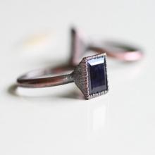 Natural Iolite Ring Electroplated Ring Iolite Ring Faceted Natural Iolite Gemstone Ring Copper and Blue Iolite Ring Raw Copper