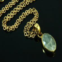 Natural Prehnite Necklace, Prehnite Pendant, Gemstone Necklace, Prehnite Jewelry, 14K Gold Plated, Gold Necklace, Gemstone Jewelry