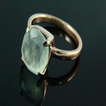 Natural Prehnite Ring, Prehnite Jewelry, Stone Ring, Gemstone Ring, 18k Rose Gold Plated, Rose Gold Ring, Gemstone Jewelry
