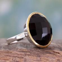 Onyx and Sterling Silver Cocktail Ring