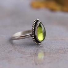 Peridot ring - Olive green ring - Bezel Ring - Gemstone Ring