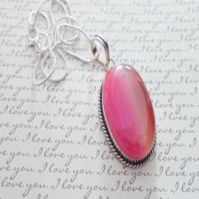 Pink Lace Agate Pendant Necklace, Gifts for Her, Pendant Necklace