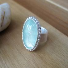 Prehnite Ring Sterling Silver Cocktail Ring Green Gemstone Ring Statement Ring Minimalist Jewelry Minimalist Ring - Seafoam