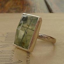 Prehnite ring, Gemstone ring, cocktail ring, Sterling silver ring, statement ring