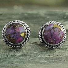 Purple Composite Turquoise Stud Earrings 