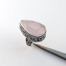 ROSE QUARTZ Drop Faceted Ring - Size 7.0 - 7.5 Ring , 925 Sterling Silver hydro Ring - Women Ring