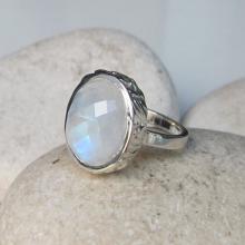 Rainbow Moonstone Ring- Moonstone Ring- Moonstone Silver Ring- Stone Ring- Silver Rings- White Stone Rings- Gemstone Rings