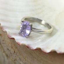 Rare Lavender Moon Quartz Sterling Silver Solitaire Ring