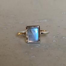 Rectangle Labradorite Ring- Boho Ring- Stackable Ring- Promise Ring- Sterling Silver Ring- Bohemian Ring-Smooth Ring