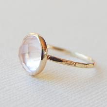 Rose Quartz Ring, Rose Cut Ring, Thin Rose Gold Ring, Stackable Ring, Delicate Gold Ring, Valentines Day Gift, Skinny Gold Ring, Yellow Gold