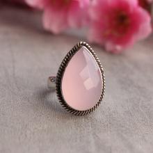 Rose quartz ring, sterling silver ring, Gemstone ring, bezel set ring, pink ring,Artisan ring