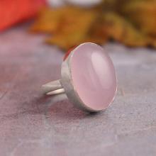 Rose quartz ring, sterling silver ring, Gemstone ring, bezel set ring, pink ring