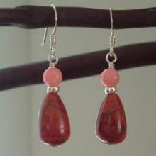 Silver Coral Beads earrings