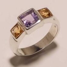 Solid Sterling Silver Multi 3 Gemstones Fashion Fine