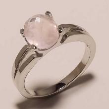 Solid Sterling Silver Rose Quartz Gemstone Solitaire