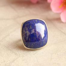 Statement Lapis Lazuli ring - Square - cushion ring - Bezel ring - Artisan ring - Gemstone ring - Lapis ring