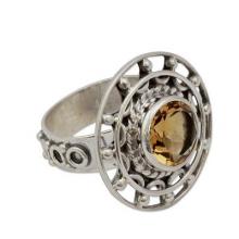 Sterling Silver Cocktail Ring with Citrine, 'Delhi Radiance'