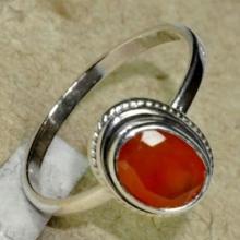 Sterling Silver Faceted Natural Carnelian Stone RING - Size 6.25 Sterling Silver Ring Gemstone Ring- Carnelian - Natural Stone Ring