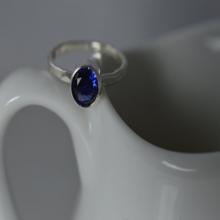 Sterling Silver Gemstone Ring - 5mm Lab Created Sapphire Ring