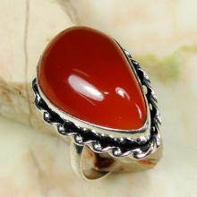 Sterling Silver Teardrop Natural Carnelian Stone RING - Size 6.5 - Sterling Silver Ring - Gemstone Ring- Ring size 6 7-Natural Stone