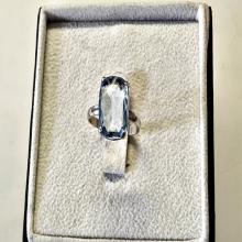 Sterling silver Blue Silver Crystal Ring genuine Crystal ring silver gemstone ring solitaire ring multistone rings silver
