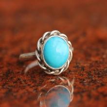Turquoise Ring - statement ring - Bezel set ring - Artisan Ring - Gemstone Ring - round ring - handmade Gift for her