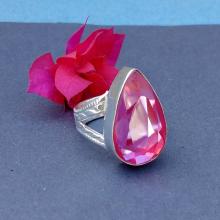 VINTAGE Pink FIRE TOPAZ Ring -Size 9 Ring - 925 Sterling Silver Ring - Topaz hydro stone Ring