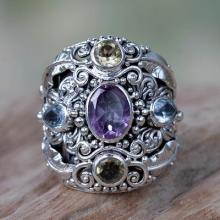  Blue Topaz Silver Cocktail Ring