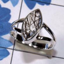 black rutile Ring, black rutile Ring, Plain Ring, black rutile Ring, Handmade Women Ring, Silver Stone Ring, Promise Ring