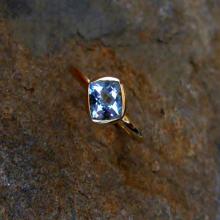 blue topaz 14K Gold, Made to Order, White, Yellow, and Rose Gold, low profile, non traditional, engagement ring