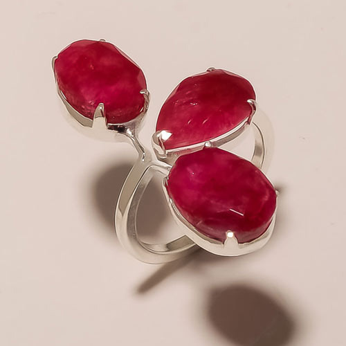 three stone silver designer rings